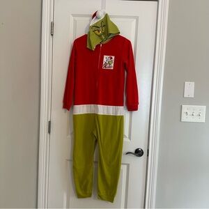 Grinch Christmas kids Red and Green Onesie Pajamas size 10 12